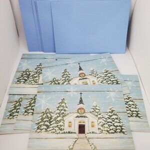 Lot of 6 Paper Magic Group Glitter Church Christmas Holiday Cards with Envelopes